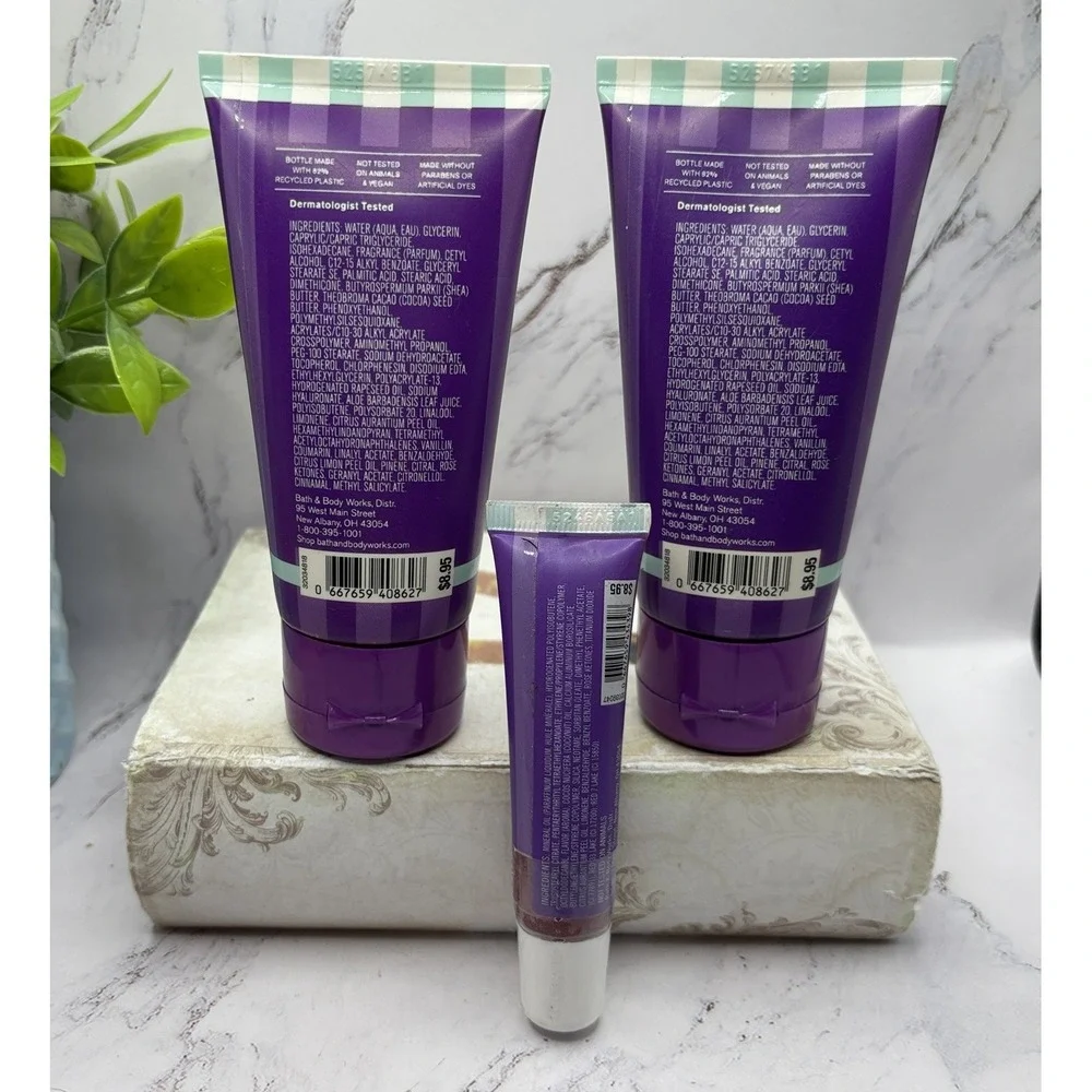 Bath & Body Works Holly Jolly Lollipop 3pc Set 2 Body Cream Lip Gloss New Sealed